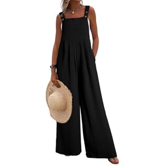 Black Wide Leg Women's Jumpsuit XXL. New In Package. - Picture 1 of 5